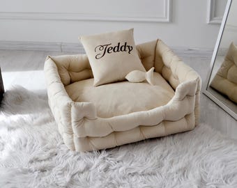 Pet Cot: Modern Anti-Claw Velour Dog and Cat Bed