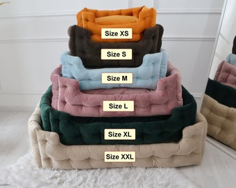 Velour Pet Bed: Calming Dog Sofa with Removable Cover