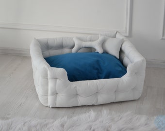 Dog Bed, Best dog beds, Calming dog bed, Dog sofa, Cat bed, Washable dog bed, Removable cover, Pet bed, Large size, White dog bed