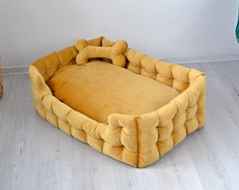 Cama personalizada para perros y gatos, hecha a mano. Cama personalizable.