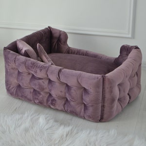 Handmade Velour Dog Sofa Bed: Personalized Pet Lounger