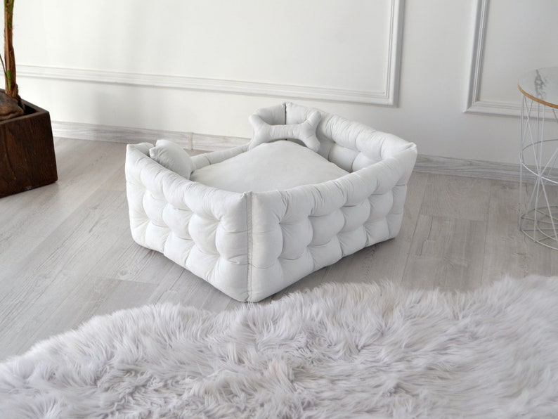 Dog Bed Handmade Dog Bed White Dog Beds Elevated Dog Bed Etsy