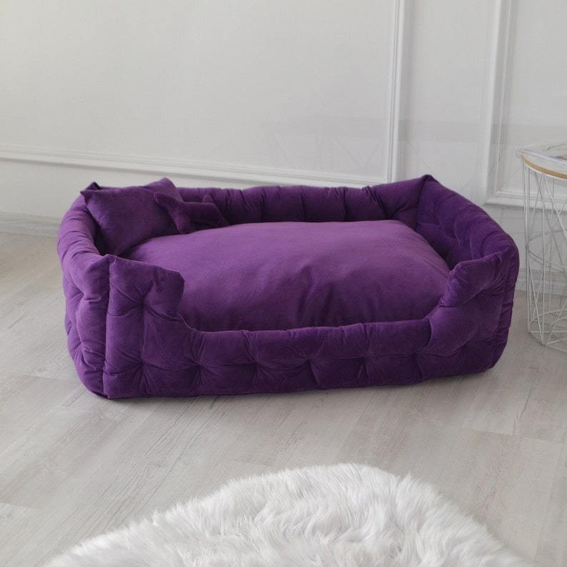 Purple handmade dog bed