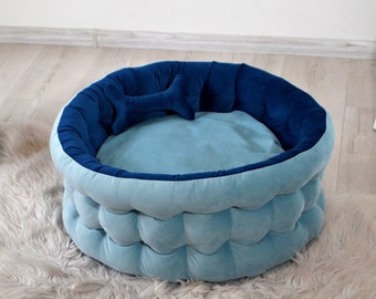 Blaues Sofa für Hunde und Katzen, handgefertigt, mit individuellem Design