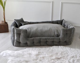 Cama de terciopelo para perros hecha a mano: sofá antigarras para mascotas