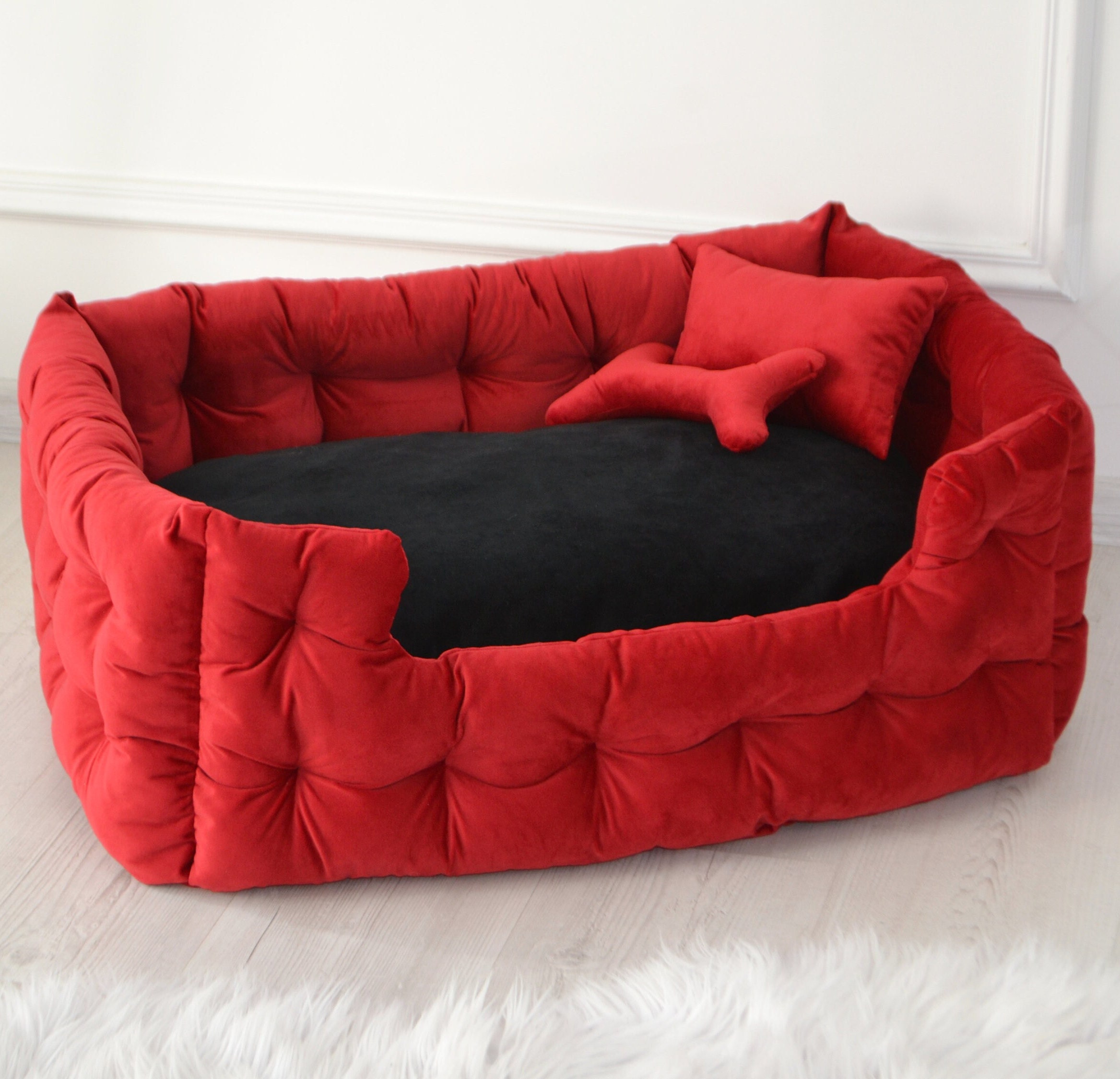Large red dog bed hotsell
