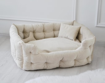 Indestructible sofa for large dogs in ivory with personalization