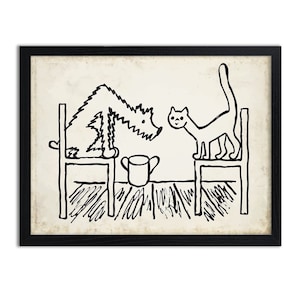 Cane e Gatto - Line Art - Stampe