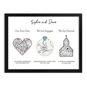 Personalised - Engagement - Marriage - Map - Print