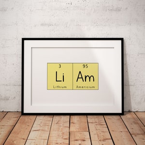 Periodic Table Names and Phrases Science Prints Yellow