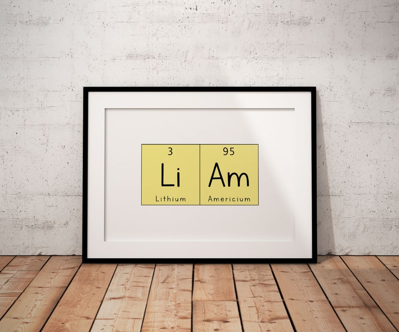 Periodic Table Names and Phrases Science Prints Yellow