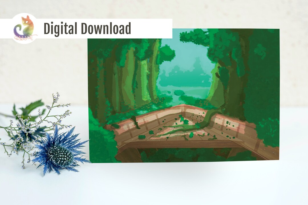 Jungle Scenic Wall Art, Overgrown Vines, Abandoned Boat Digital Print