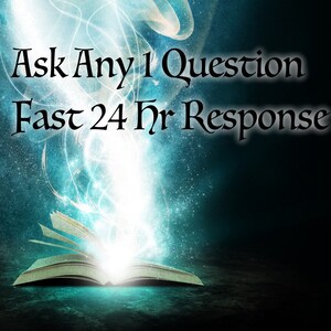Könnte beinhalten: Ein offenes Buch mit einem hellen Licht, das aus seinen Seiten strahlt. Der Text über dem Buch lautet "Ask Any 1 Question Fast 24 Hr Response."