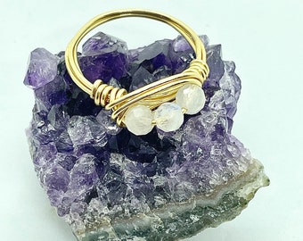 Moonstone Ring, Wire Wrapped Ring With Moonstone, Moonstone Jewelry, Preppy Jewelry, Fairycore Aesthetic Rings, Gold Plated Trendy Rings