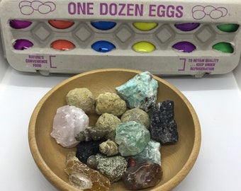 Prefilled Easter Eggs, Gemstone and  Mineral Filled Easter Eggs, Science Learning Kits, Easter Basket Gift, Science Activity, Crystal Eggs