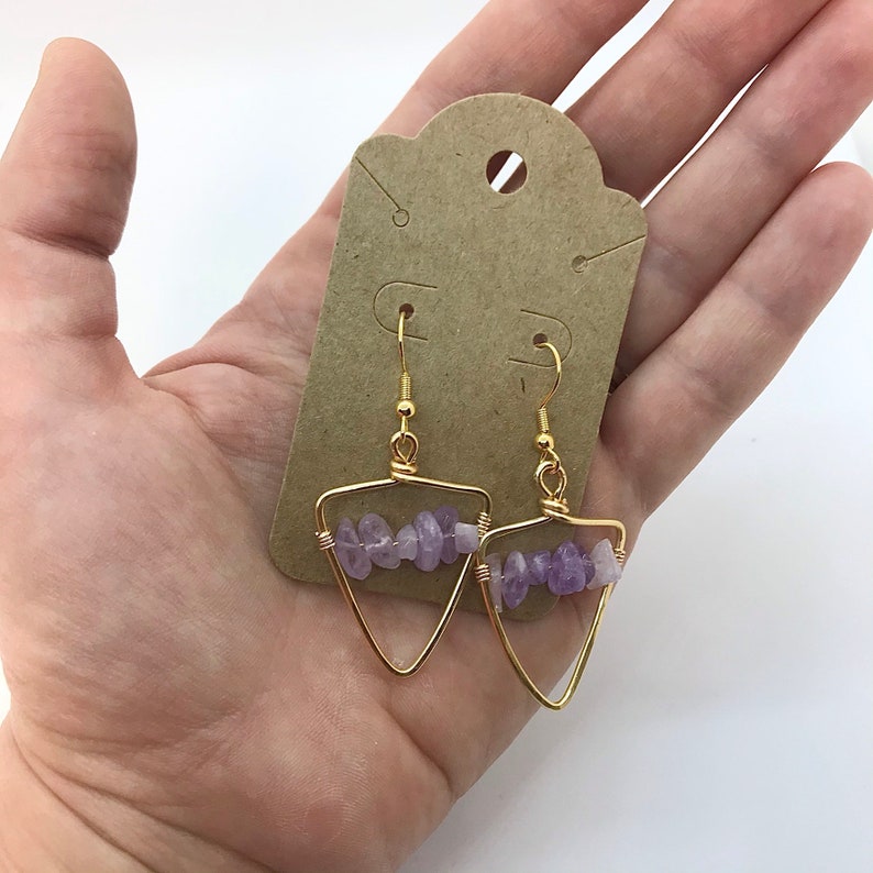 Friend Jewelry Boho Earrings Jewelry gift for her Amethyst Jewelry Wire Wrapped Gemstone earrings Amethyst Geometric Wrapped Earrings
