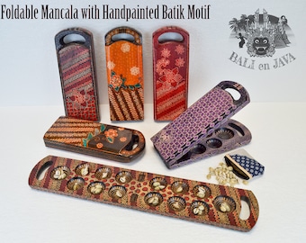 Mancala Vintage Wooden Asian Congkak Sungka Kalaha Oware Board Game Batik Foldable Handpainted Home Decor Toys Family Game Table Game