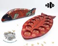 Mancala Fish Handmade Board Game: Wooden Asian Congkak, Oware, Sungka with Batik Design – Family Game – Screen Free Activity product logo
