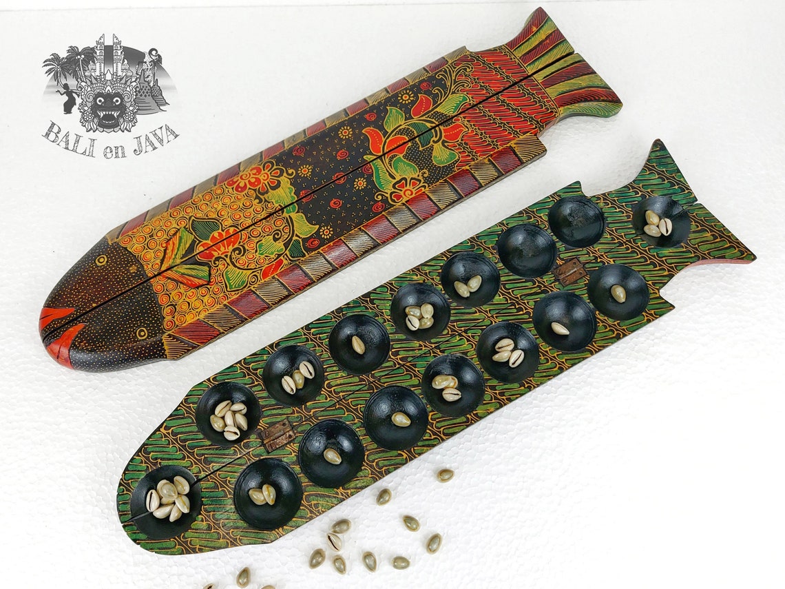 Fish Long Foldable Mancala Wooden Asian Congkak Oware Kalaha | Etsy