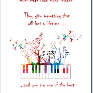 Professeur de piano Carte de remerciement M. Mme Miss Enseignement Musique Clavier Orgue