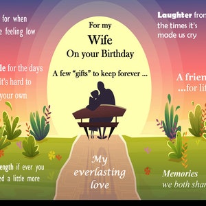 Cartão de aniversário da esposa - Para minha esposa em seu aniversário - Cartão de presente de lembrança