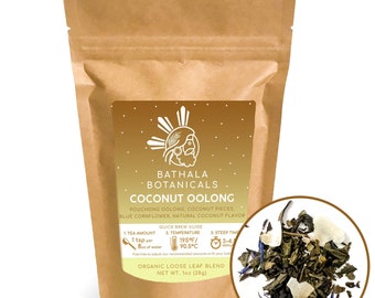 Bathala Botanicals Coconut Oolong - Loose Leaf Coconut Oolong - 1oz | 2oz | 4oz Tea Pack - Coconut Tea Gift - Premium Quality Coconut Oolong