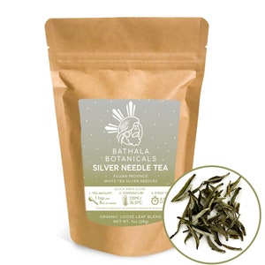 Bathala Botanicals Silver Needle Tea - Loose Leaf Silver Needles White Tea - 1oz | 2oz| 4oz Tea Pack - White Tea Gift - Premium White Tea