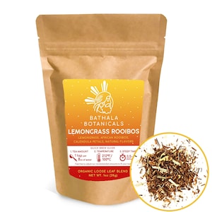 Bathala Botanicals Lemon Grass Rooibos - Herbal Loose Leaf Tea Blend - Choose from 1oz | 2oz | 4oz - Tea Sample - Herbal Loose Red Tea Gift