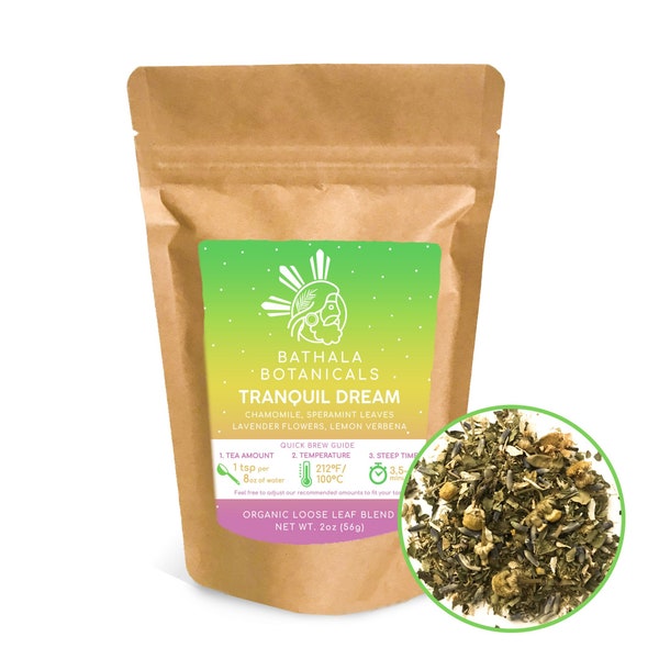 Bathala Botanicals Tranquil Dream Tea - Loose Leaf Herbal Tea - 1oz | 2oz | 3oz Tea Pack - Tranquil Dream Gift- Premium Chamomile Herbal Tea