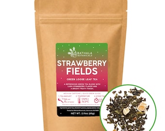 Strawberry Fields – Lush Fruity Loose Leaf Green Tea - Bathala Botanicals
