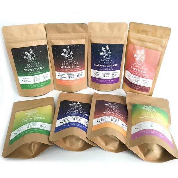 Loose Leaf Flavorful Tea Flight Sampler Pack Bathala Botanicals - Choose Any 4 or All 8 - Tea Variety Pack - Tea Sample Pack - Tea Gift Set