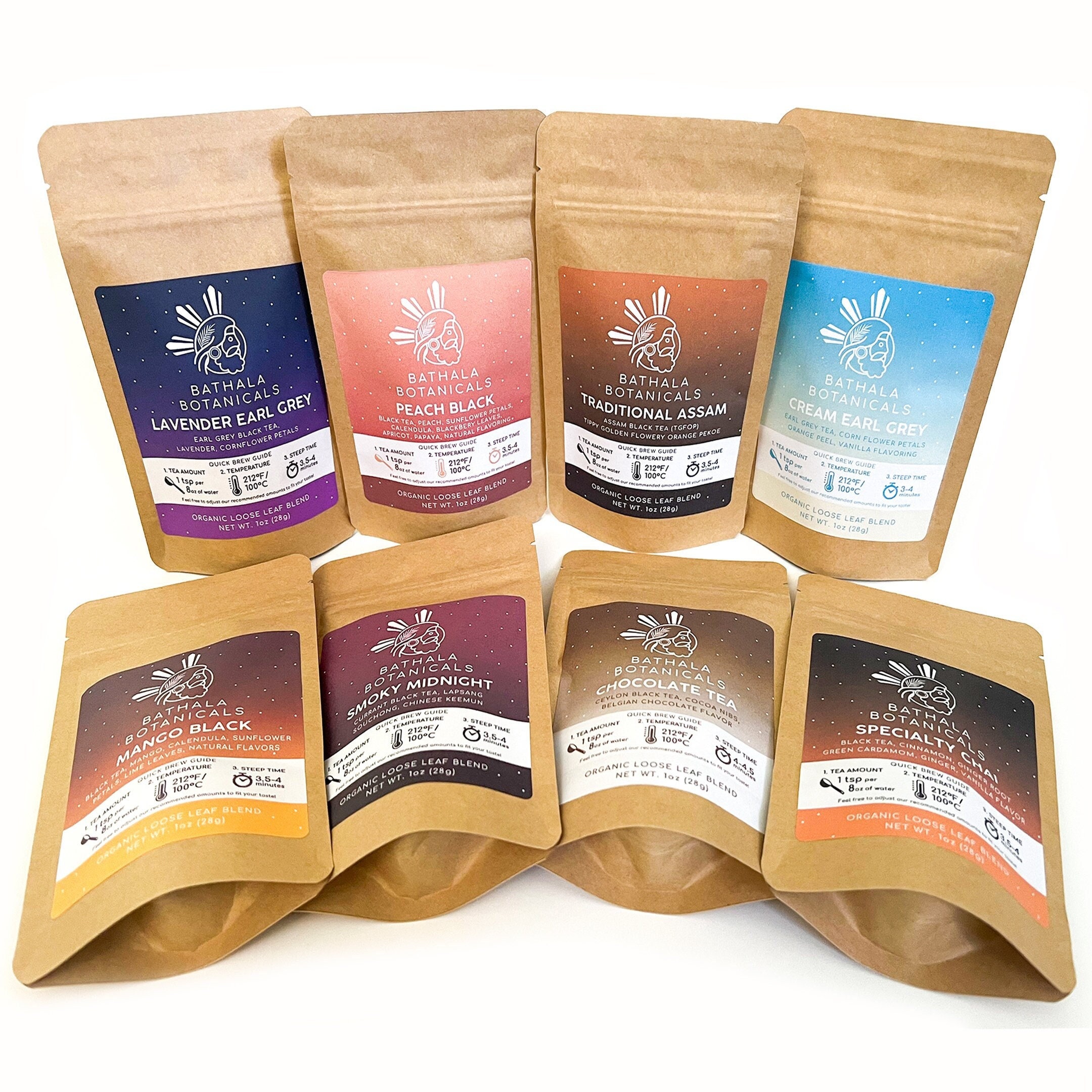 Loose Leaf Black Tea Assortments Sampler Pack Bathala Botanicals - Choose Any 4 or All 8 - Tea Variety Pack - Tea Sample Pack - Tea Gift Set