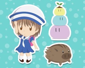 Clannad Chibi Anime Stickers Ushio Botan and Cute Dango - Etsy Australia