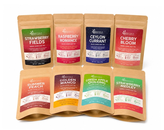 Fruity Loose Leaf Tea Sampler, Variety Pack Tasting Kit, Gift for Tea Lovers