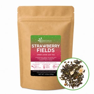 Strawberry Fields – Lush Fruity Loose Leaf Green Tea - Bathala Botanicals 120g - Value Size