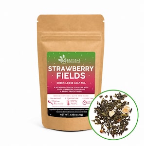 Strawberry Fields – Lush Fruity Loose Leaf Green Tea - Bathala Botanicals 30g - Taster