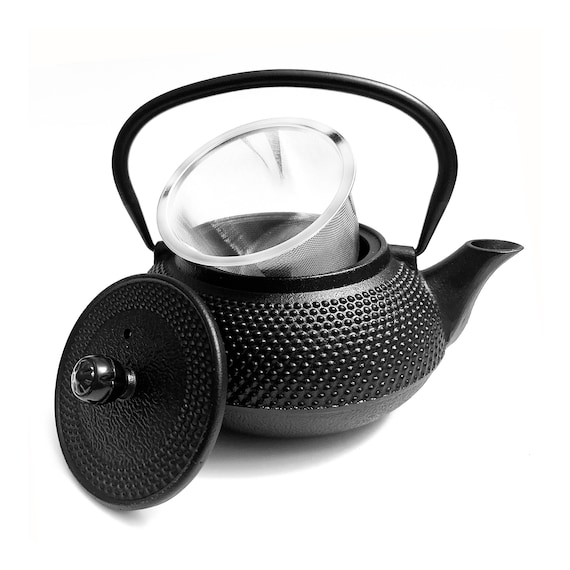 Black Cast Iron Teapot: 600ml with Stainless Steel Infuser - Bathala Botanicals