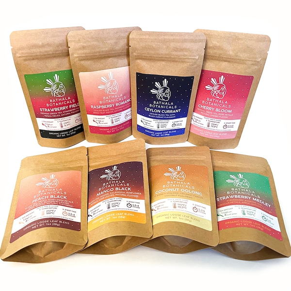 Loose Leaf Fruity Tea Collection Sampler Pack Bathala Botanicals - Choose Any 4 or All 8 - Tea Variety Pack - Tea Sample Pack - Tea Gift Set