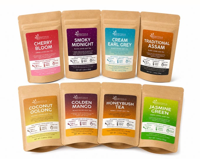 Exotic Loose Leaf Tea Sampler, Choose Your Flavors, Gift Set for Tea Lovers