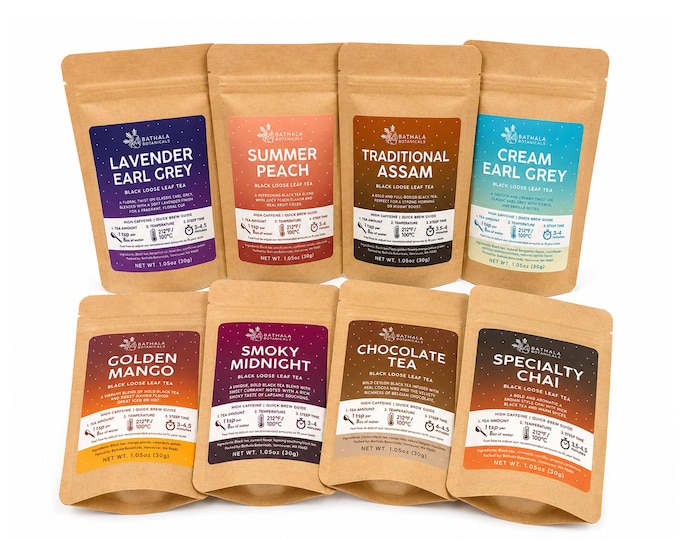 Black Loose Leaf Tea Sampler, Variety Tasting Kit, Gift for Tea Lovers, Caffeinated Assortment