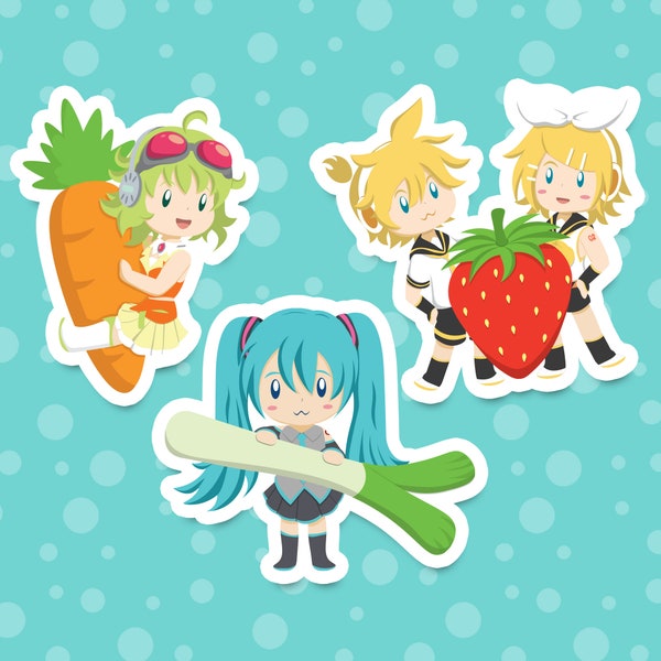 Vocaloid Chibi Anime Stickers - Miku, Gumi, Rin and Len | High Quality | Water Resistant Sticker - Laptop Hydroflask Water Bottle Journals