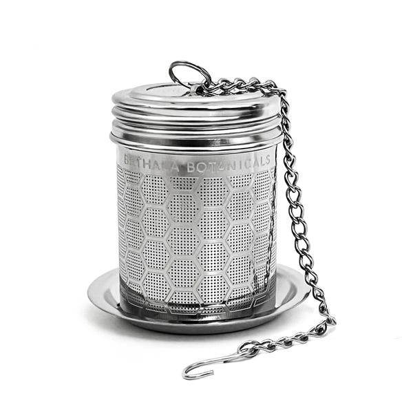 Bathala Botanicals Tea Strainer: Stainless Steel Loose Leaf Infuser with Drip Plate