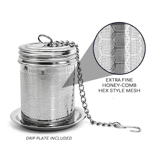 Bathala Botanicals Tea Strainer: Stainless Steel Loose Leaf Infuser with Drip Plate image 2