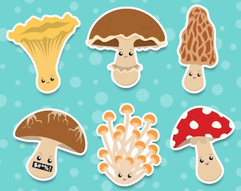 Cute Mushroom Variety Matte Stickers - Mushroom Lover | High Quality | Water Resistant Sticker - Laptop Hydroflask Water Bottle Journals