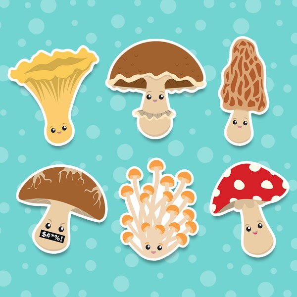 Cute Mushroom Variety Matte Stickers - Mushroom Lover | High Quality | Water Resistant Sticker - Laptop Hydroflask Water Bottle Journals