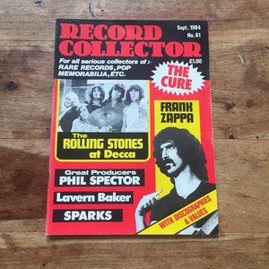 Vintage record collector magazine Sept 1984 - The Rolling Stones,frank zappa, the cure, Lavern Baker