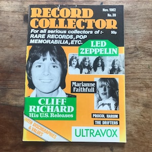 Vintage record collector magazine Nov 1982 - Led Zeppelin, Cliff Richard, Uktravox, The Drifters, Marianne Faithfull