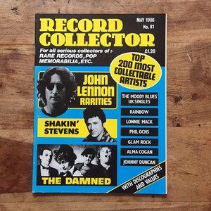 Vintage record collector magazine May 1986 - The Damned, Shakin Stevens, John Lennon, Glam Rock, Rainbow, Alice Cooper