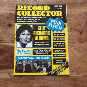 Vintage record collector magazine July 1986 - Simple Minds, Cliff Richard, Pink Floyd, Caravan, Kate Bush
