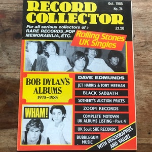 Vintage record collector magazine Oct 1985 - Bob Dylan, Wham, Black Sabbath, Marc Bolan, The Rolling Stones